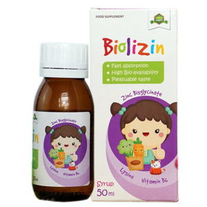 BIOLIZIN KẼM HỮU CƠ + LYSINE + B6 GIÚP BÉ ĂN NGON, TĂNG ĐỀ KHÁNG (Chai)