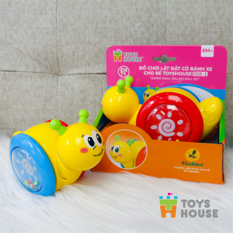Đồ chơi lật đật có bánh xe cho bé Toyshouse 008-1 hình ốc sên ngộ nghĩnh - Màu Vàng hoặc Xanh