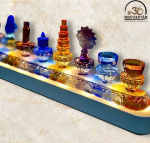 Bộ Quý Phẩm Cúng Dường Bằng Lưu Ly Có Đèn Led