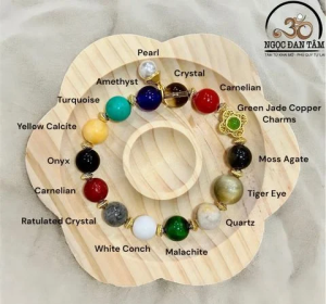 Vòng Tay Đá Phong Thủy Đa Sắc Phối Charm