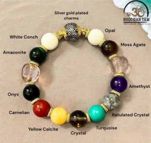 Vòng Tay Đá Phong Thủy Đa Sắc Phối Charm