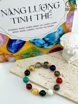 Vòng Tay Đá Phong Thủy Đa Sắc Phối Charm