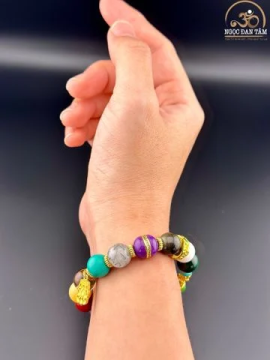 Vòng Tay Đá Phong Thủy Đa Sắc Phối Charm