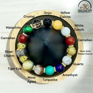 Vòng Tay Đá Phong Thủy Đa Sắc Phối Charm