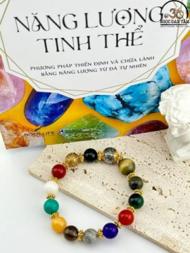 Vòng Tay Đá Phong Thủy Đa Sắc Phối Charm