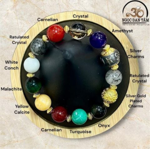 Vòng Tay Đá Phong Thủy Đa Sắc Phối Charm