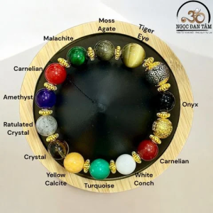 Vòng Tay Đá Phong Thủy Đa Sắc Phối Charm