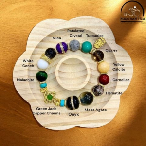 Vòng Tay Đá Phong Thủy Đa Sắc Phối Charm
