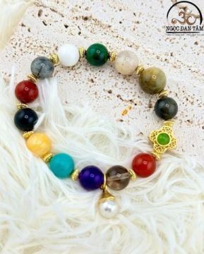 Vòng Tay Đá Phong Thủy Đa Sắc Phối Charm