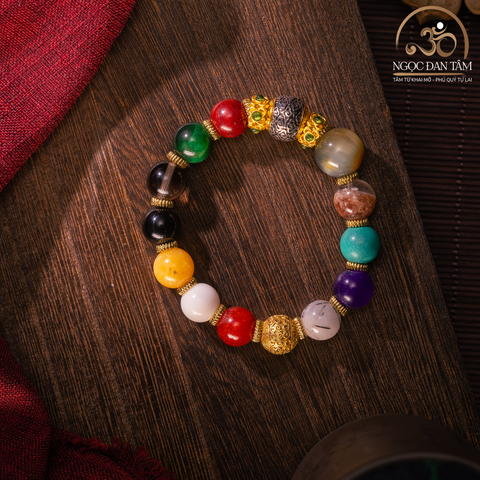 Vòng Tay Đá Phong Thủy Đa Sắc Phối Charm