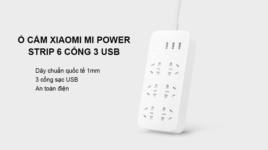 Ổ cắm Xiaomi Power Strip 6 cổng 3 USB