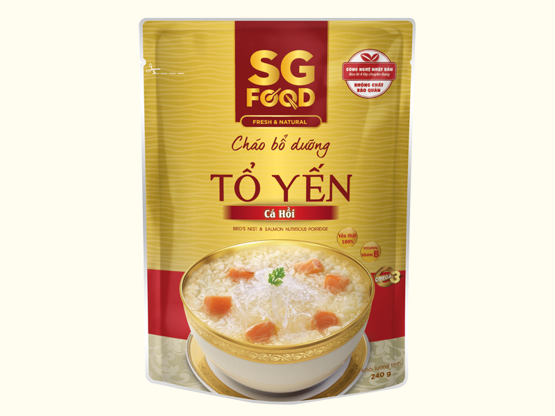 SÀI GÒN FOOD CHÁO TƯƠI BỔ DƯỠNG TỔ YẾN CÁ HỒI 240GR (gói)