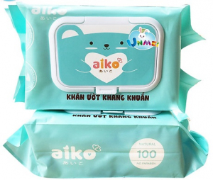 KHĂN ƯỚT AIKO KHÁNG KHUẨN CHO BÉ TỪ 3 THÁNG TUỔI 100 TỜ (GÓI)