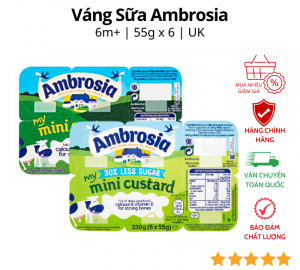 VÁNG SỮA NGUỘI AMBROSIA CAO CANCI VÀ VITAMIN D GẠO SỮA UK 6M+ (LỐC)