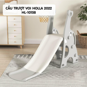 Cầu trượt xích đu Holla 2022 hình Voi (Thùng): Màu Xám - Hồng