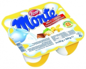 LỐC VÁNG SỮA HƯƠNG VANI ZOTT MONTE VỈ 4 HỘP X 55G/ LỐC