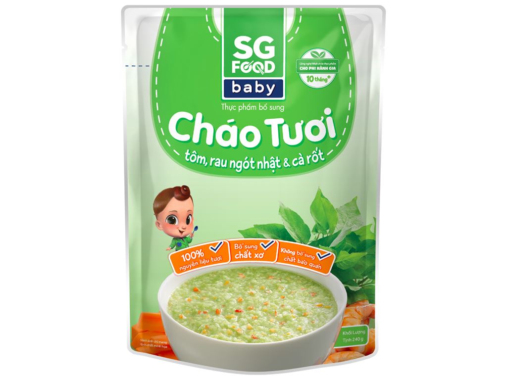 Cháo SG Food baby (tôm-rau ngót nhật-cà rốt) 240g